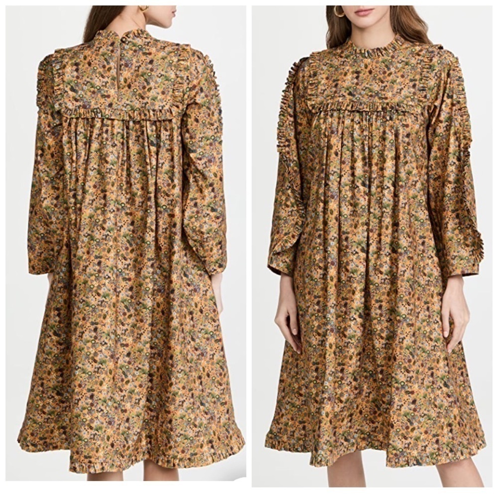 NWOT Kika Vargas Hertha Dress: Nude Floral Print